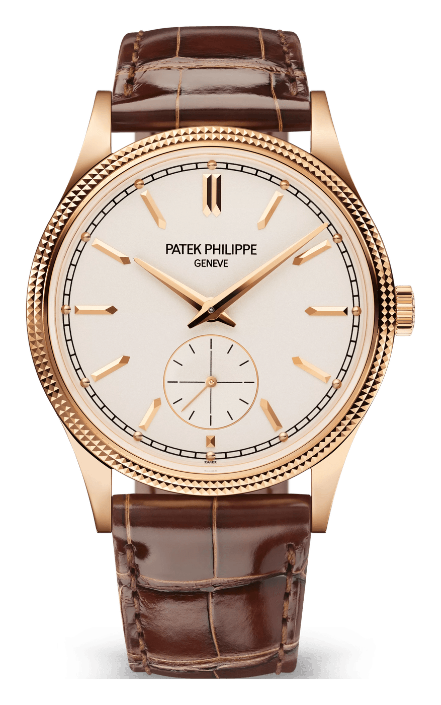 Patek Philippe Calatrava 6119R-001 in rose gold, with a hobnail bezel and small seconds at 6 o'clock